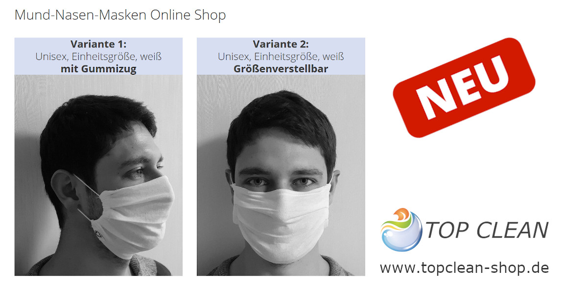 Top Clean Shop mit Mund-Nasen-Masken Online