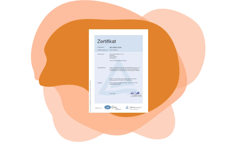 Top Clean Wäscherei ISO Zertifikat 50001:2018